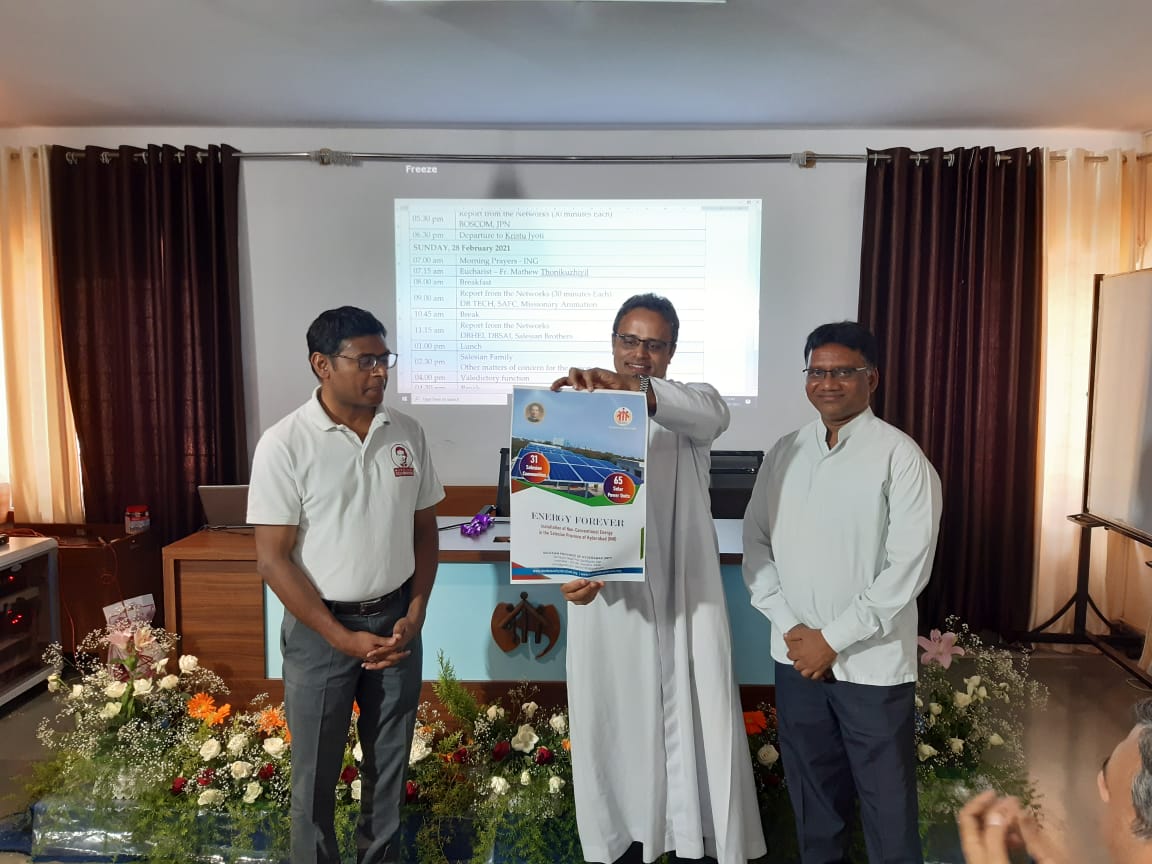 Release of poster on completion of Solar power units across INH Province by Rev Fr Biju Michael SDB, Regional Councillor for South Asia